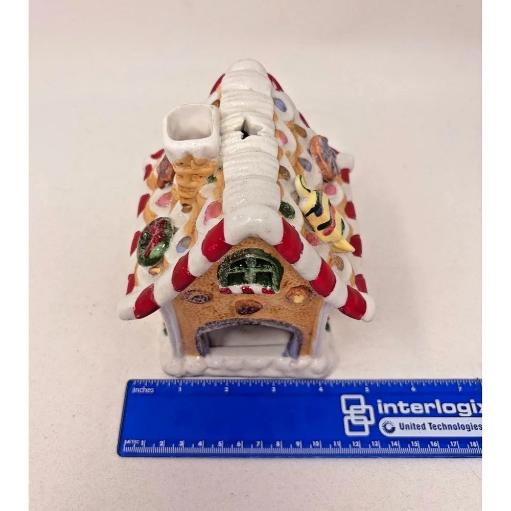 Christmas Gingerbread House Tea Light Candle Holder Santa Cookie Cottage Decor